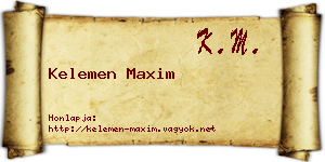 Kelemen Maxim névjegykártya